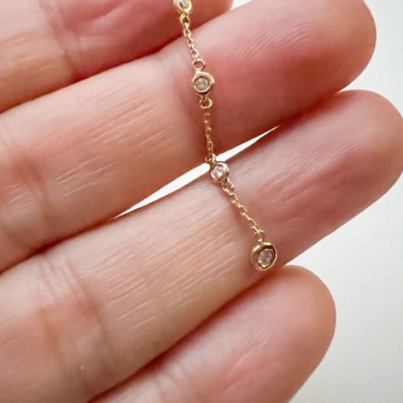 Diamond Threader Earrings 14K Yellow Gold - Picture 5 of 5